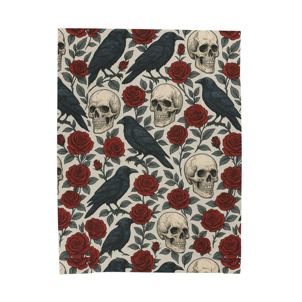 Gothic Skull & Rose Throw Blanket