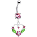 Pink CZ Fairy Tale Heart Belly Ring