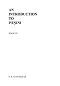An Introduction to Panini - III - Paperback