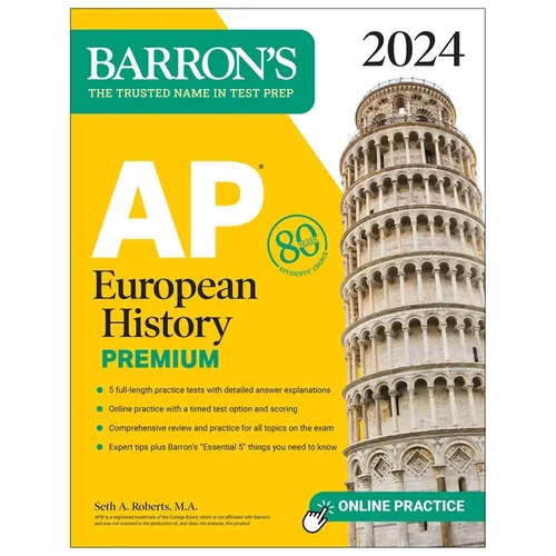 AP European History Premium, 2024: 5 Practice Tests + Comprehensive Review + Online Practice - Paperback