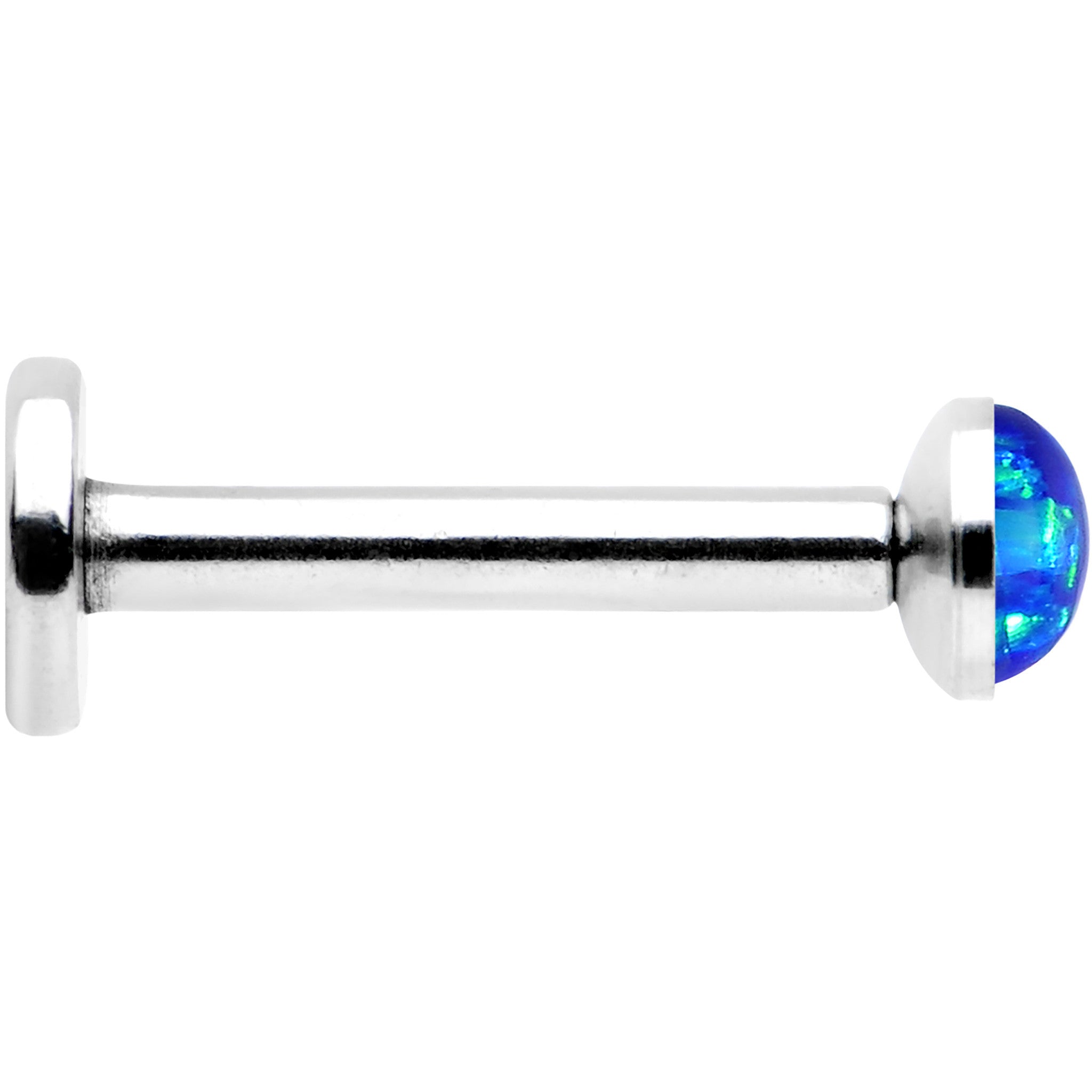 16G 5/16 Steel 3mm Synthetic Blue Opal Internal Thread Labret