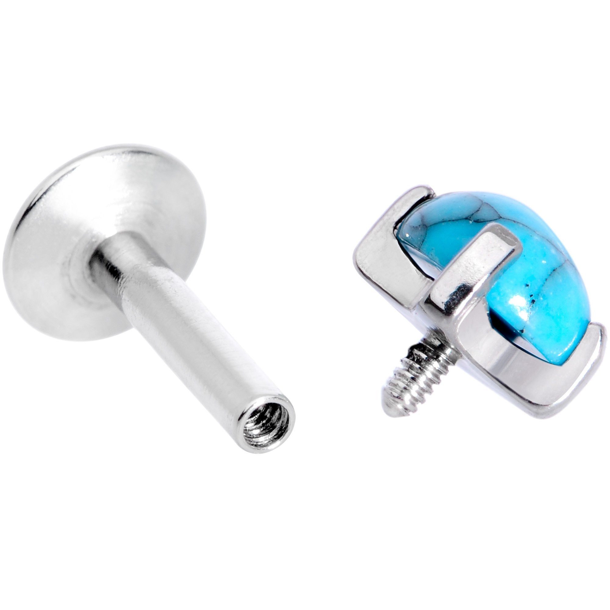 16G 1/4 Turquoise Internally Threaded Labret Monroe Tragus