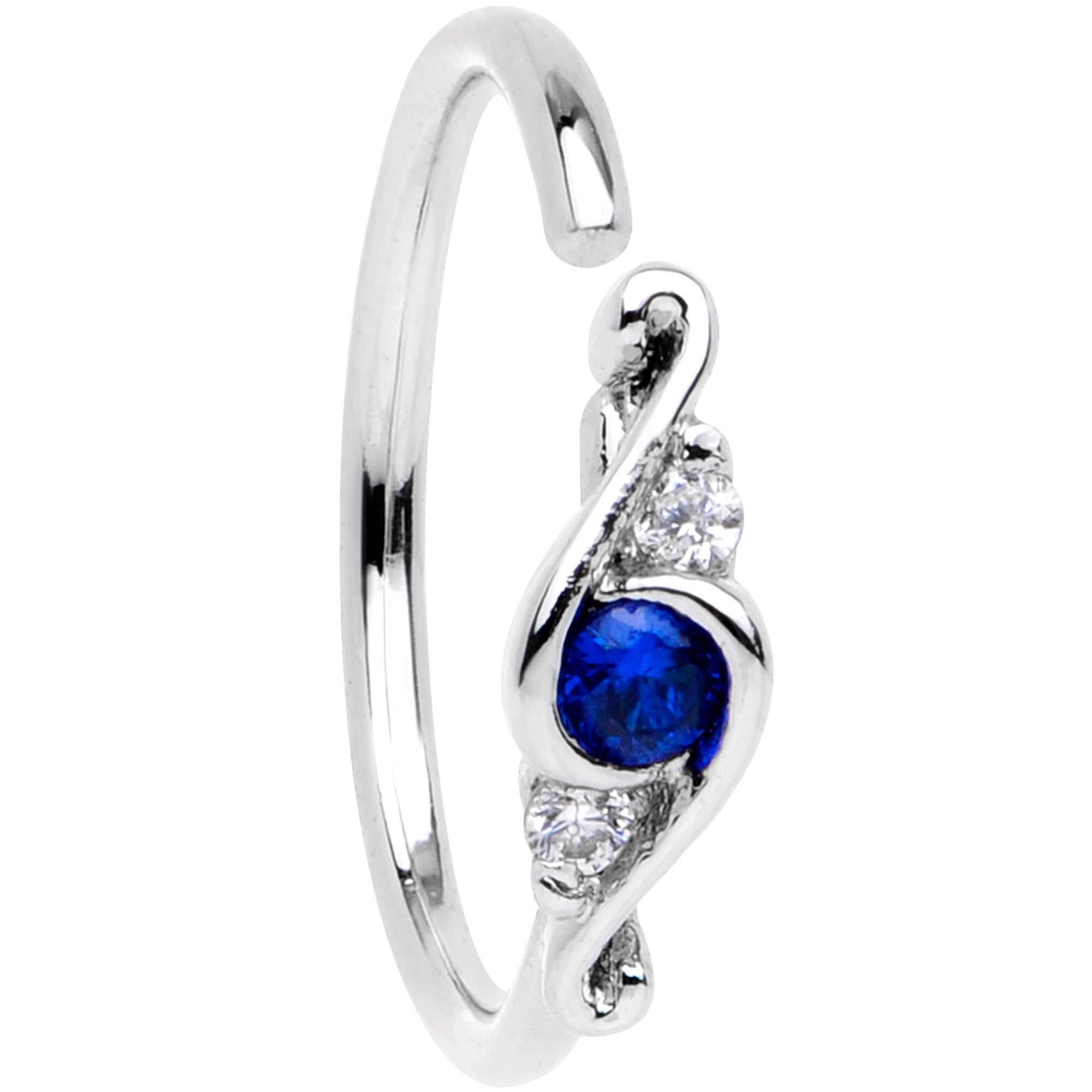 20G 5/16 Blue Clear Gem Oceans Eye Seamless Circular Ring