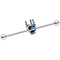 14G Blue Synthetic Opal Hamsa Sacred Hand Industrial Barbell 38mm