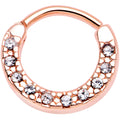 16G 5/16 Clear Gem Rose Gold Tone Paved Cartilage Clicker