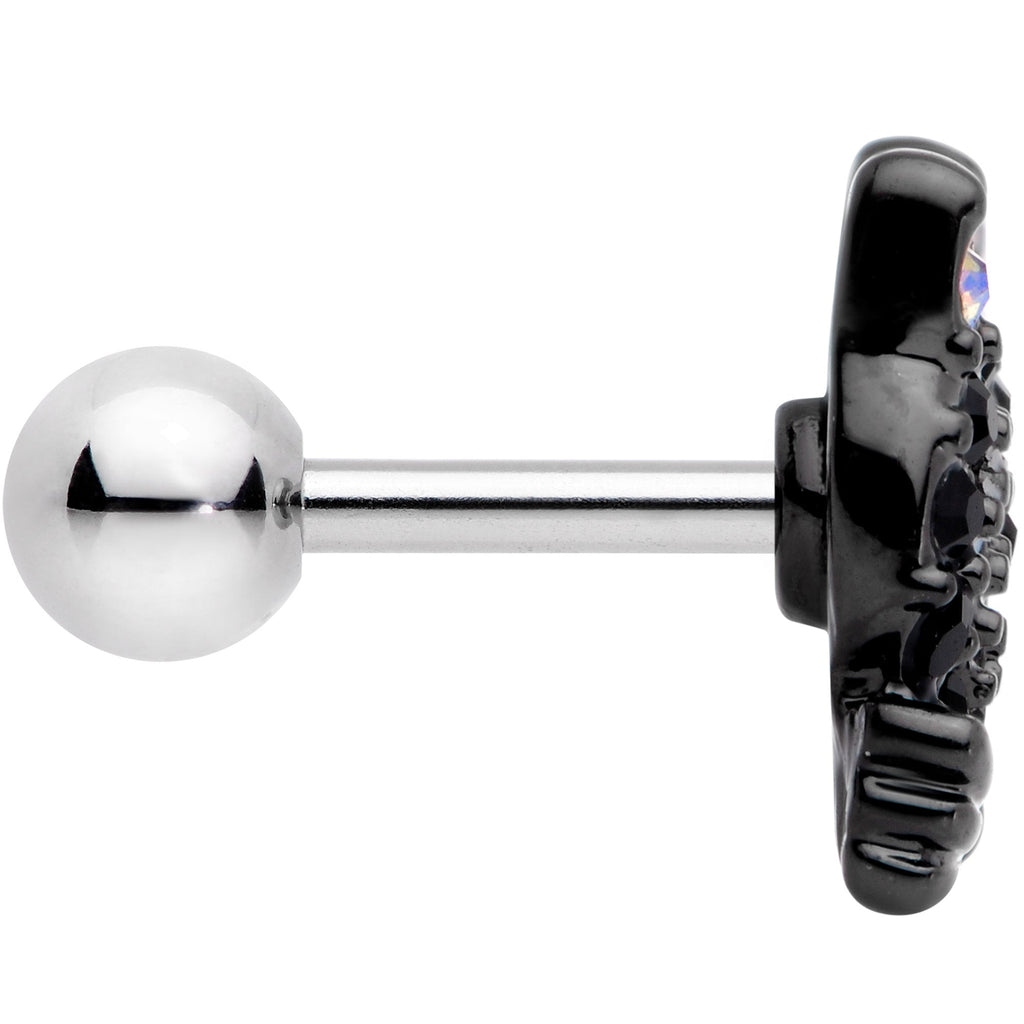 16G 1/4 Black Aurora Gem Crafty Kitty Cat Cartilage Tragus Earring