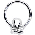 16G 3/8 Black Gem Nautical Octopus Hinged Segment Ring