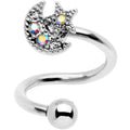 14G 3/8 Stainless Steel Moon Star Spiral Twister Belly Ring