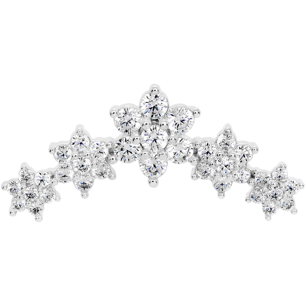 16G 5/16 Clear CZ Gem Floral Internal Thread Labret
