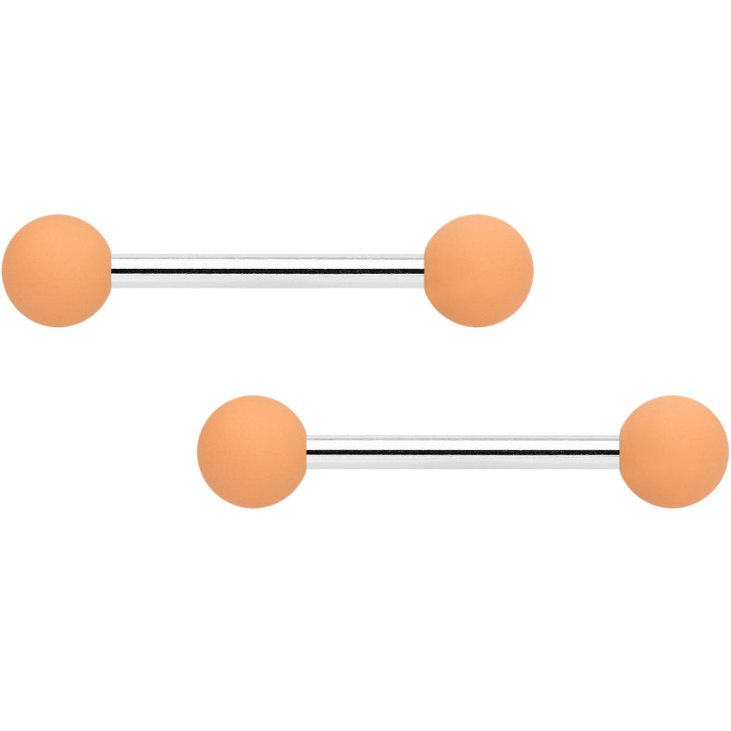 14G 9/16 Tan White Matte Barbell Nipple Ring Set of 4