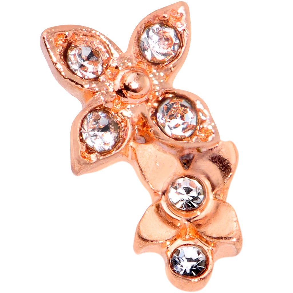16G 5/16 Clear Gem Rose Gold Tone Butterfly Duo Labret Tragus