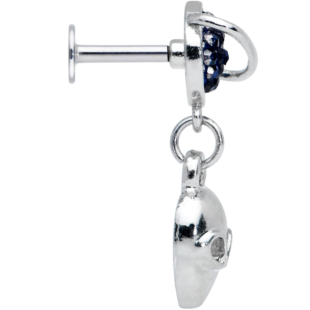 16G 1/4 Alien Blue Planet Dangle Labret Monroe Tragus