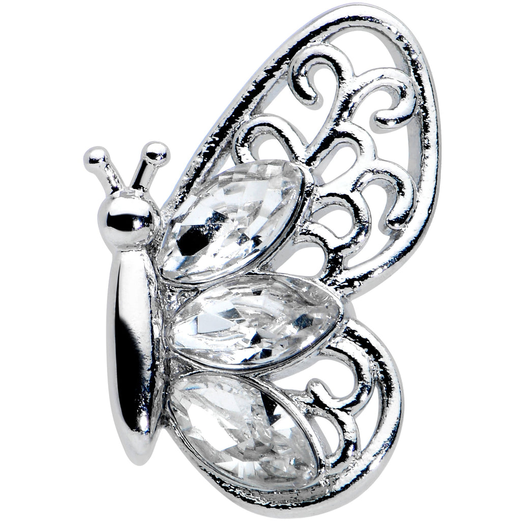 16G 1/4 Clear Gem Lacy Butterfly Cartilage Tragus Earring