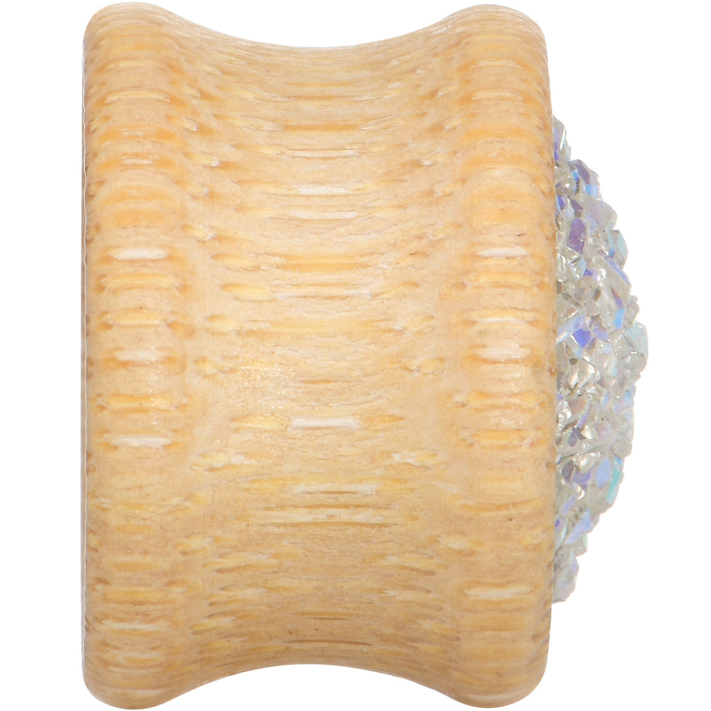 5/8 White Druzy Stone Wood Saddle Plug Set