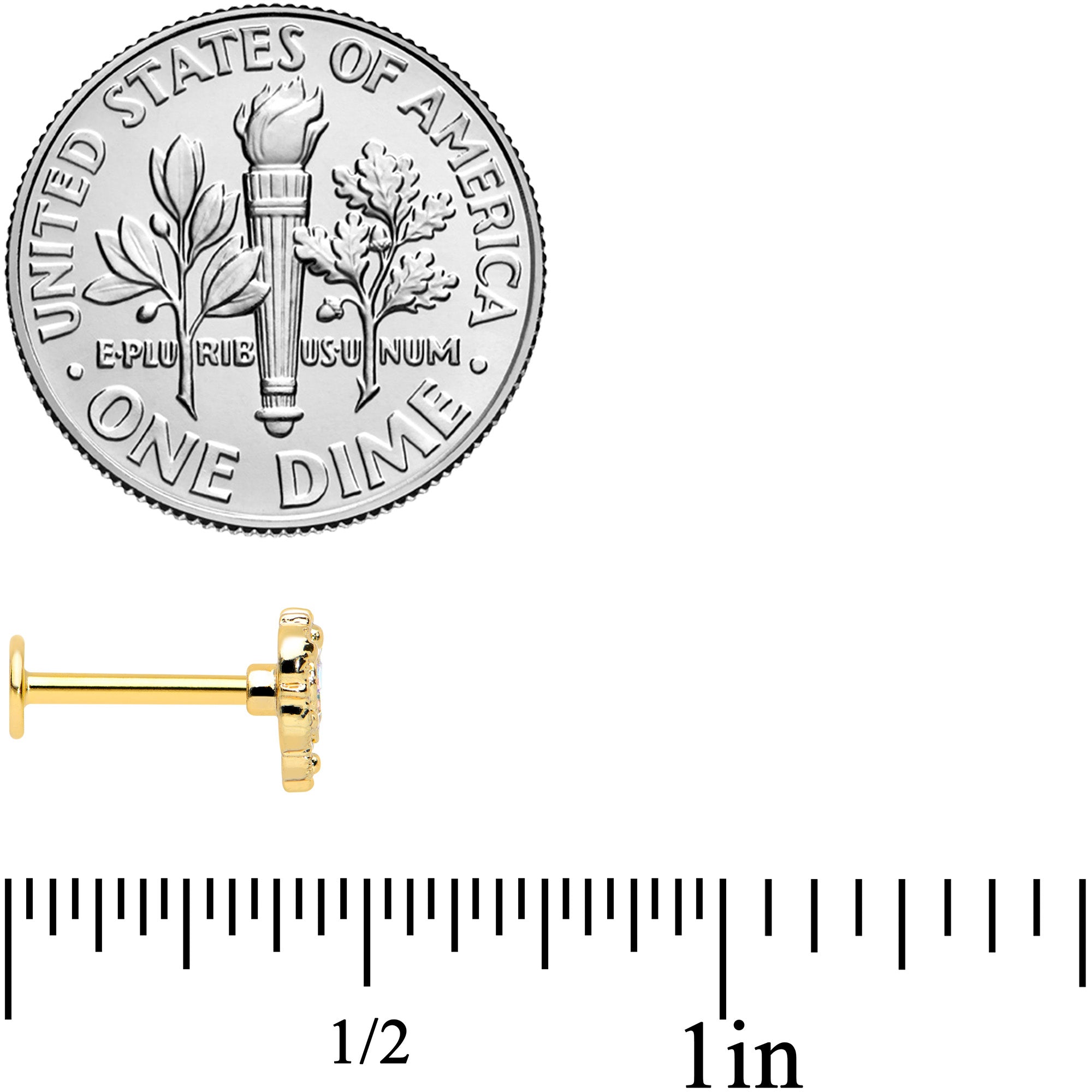 16G 5/16 Aurora Gem Gold Tone Baroque Heart Labret Monroe Tragus