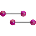 14G 9/16 Matte Purple Aurora Barbell Nipple Ring Set