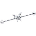 14G Clear Gem Fancy Fab Butterfly Industrial Barbell 38mm