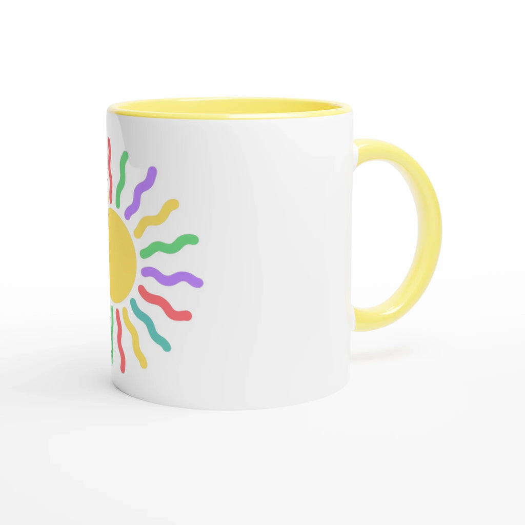 Enchanted Rainbow Sun White 11oz Ceramic Mug with Color Inside