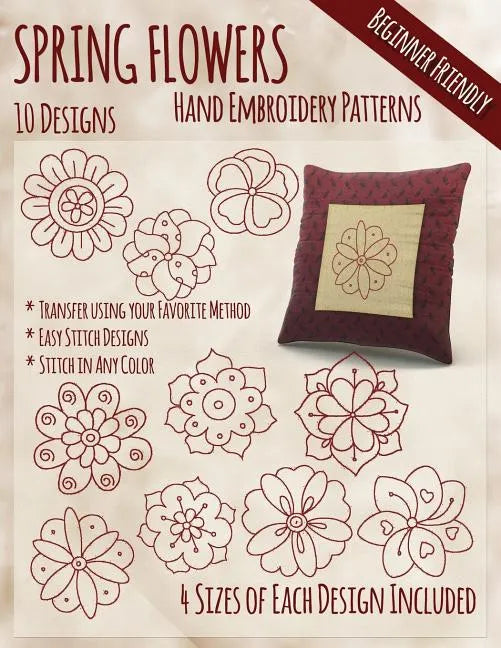 Spring Flowers Hand Embroidery Patterns - Paperback