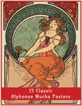 15 Classic Alphonse Mucha Posters: An Art Nouveau Coloring Book - Paperback