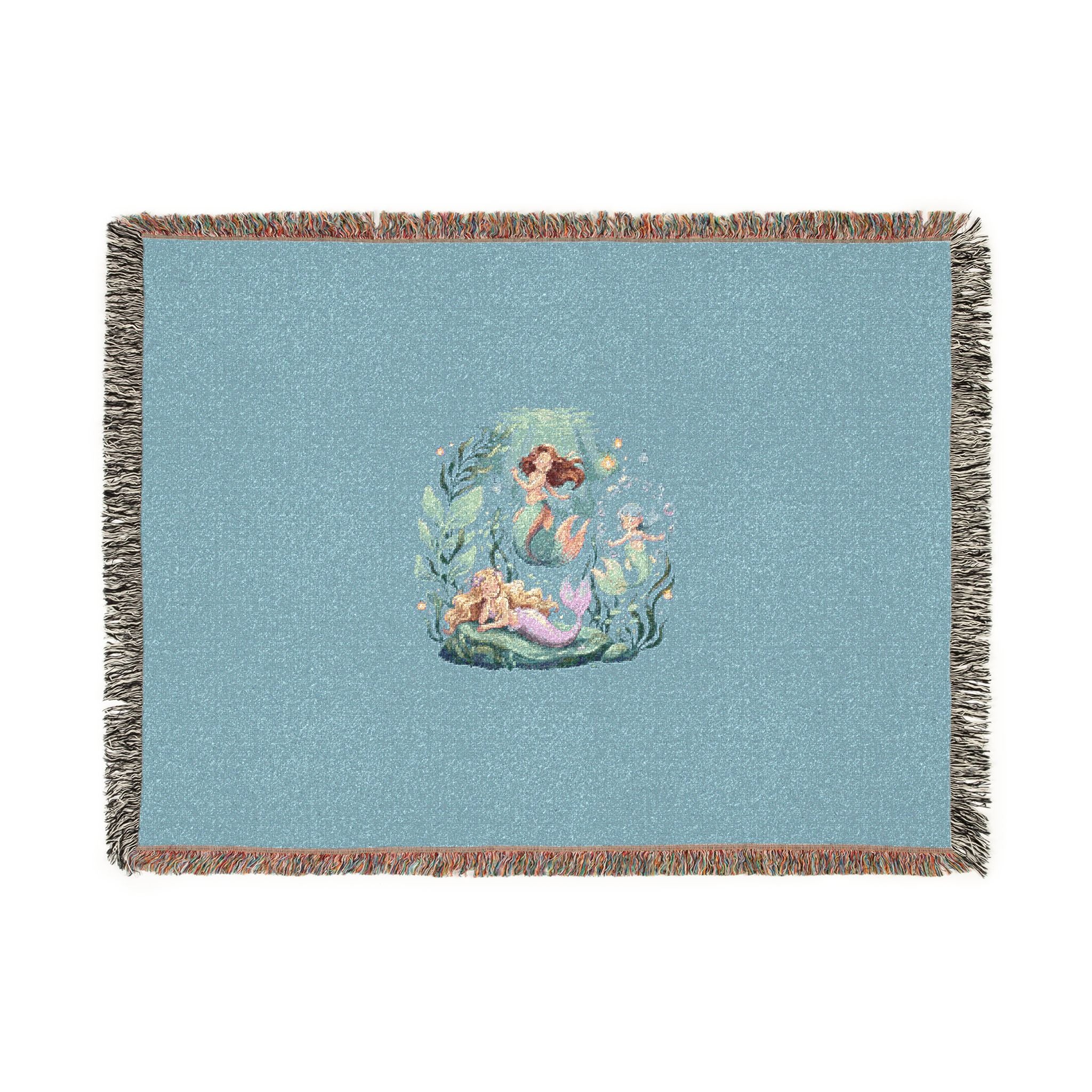 Mermaid Tapestry Woven Blanket - Coastal Nautical Throw for Beach Lovers & Ocean Décor