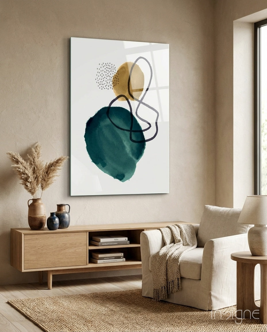 Abstract Shapes Glass Wall Art