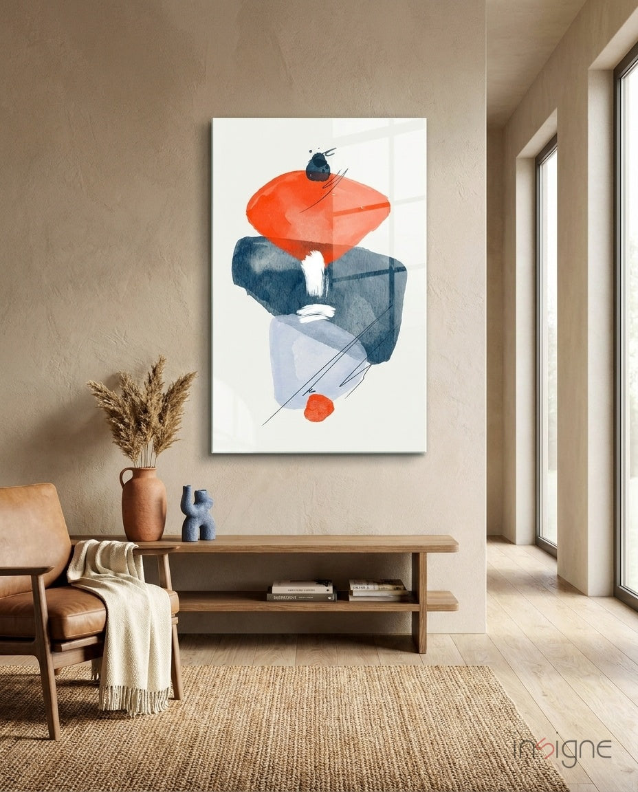 Abstract Shapes Glass Wall Art