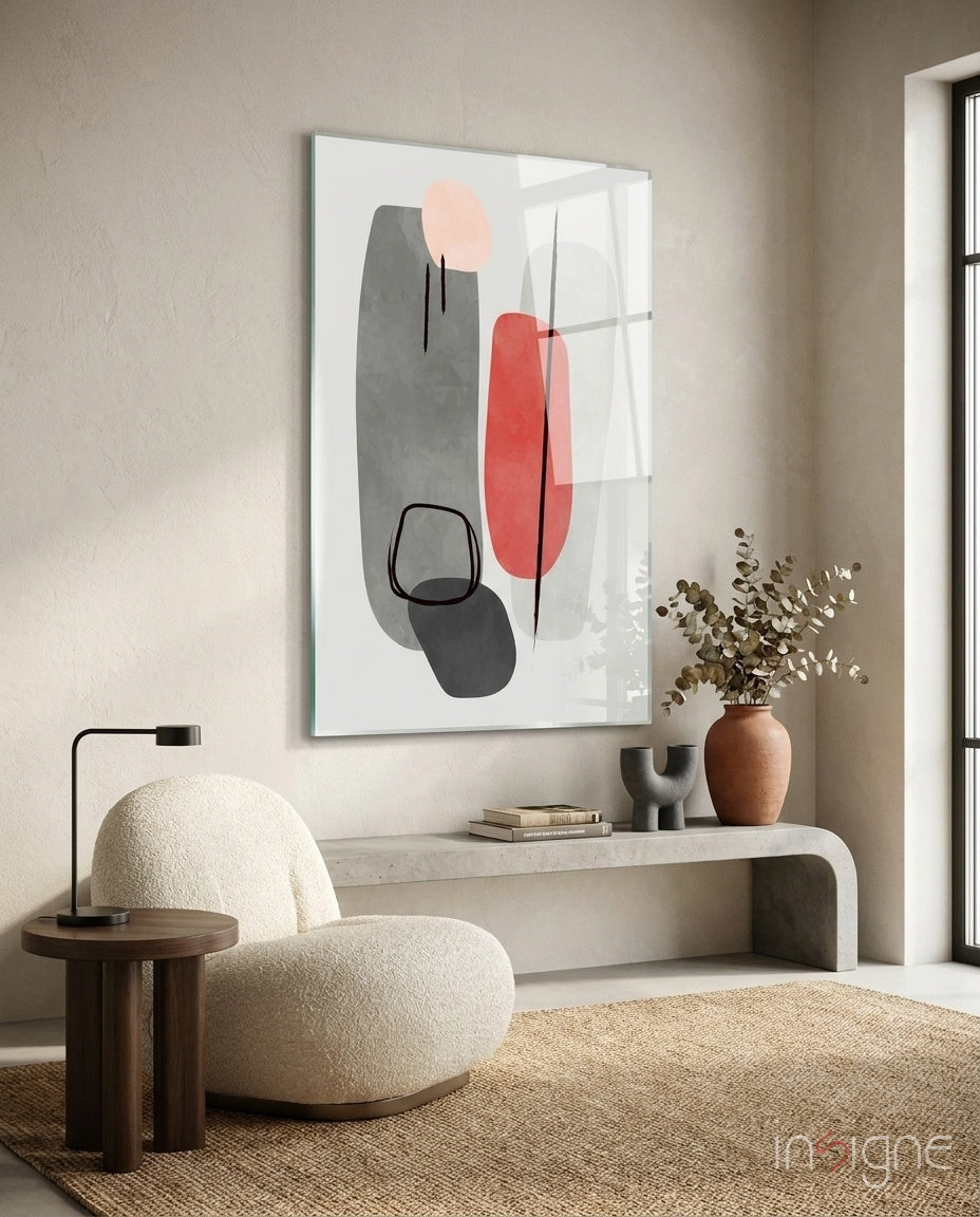 Abstract Shapes Glass Wall Art