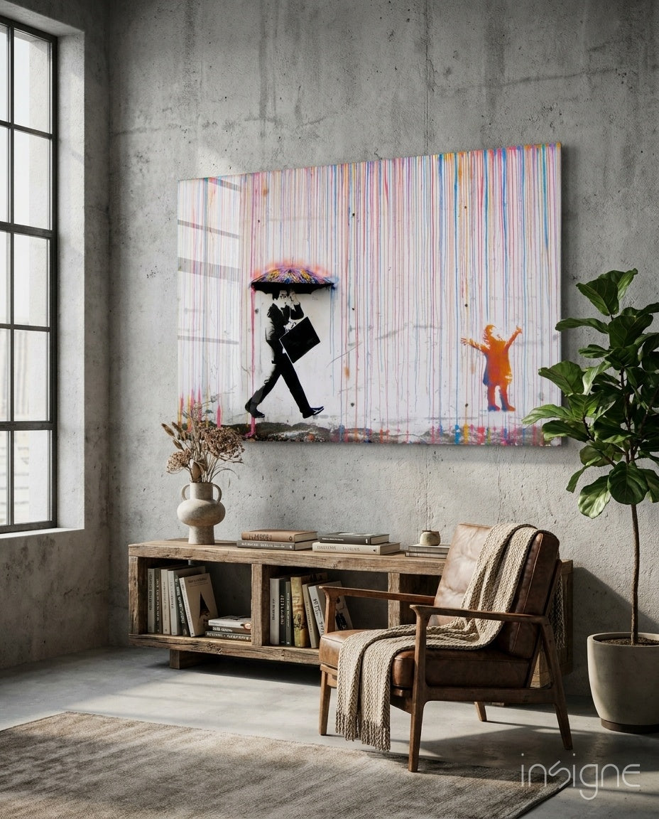 Color of Rain - Banksy Glass Wall Art