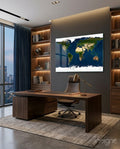 World Map Glass Wall Art