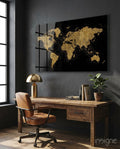 World Map Glass Wall Art