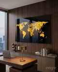 World Map Glass Wall Art