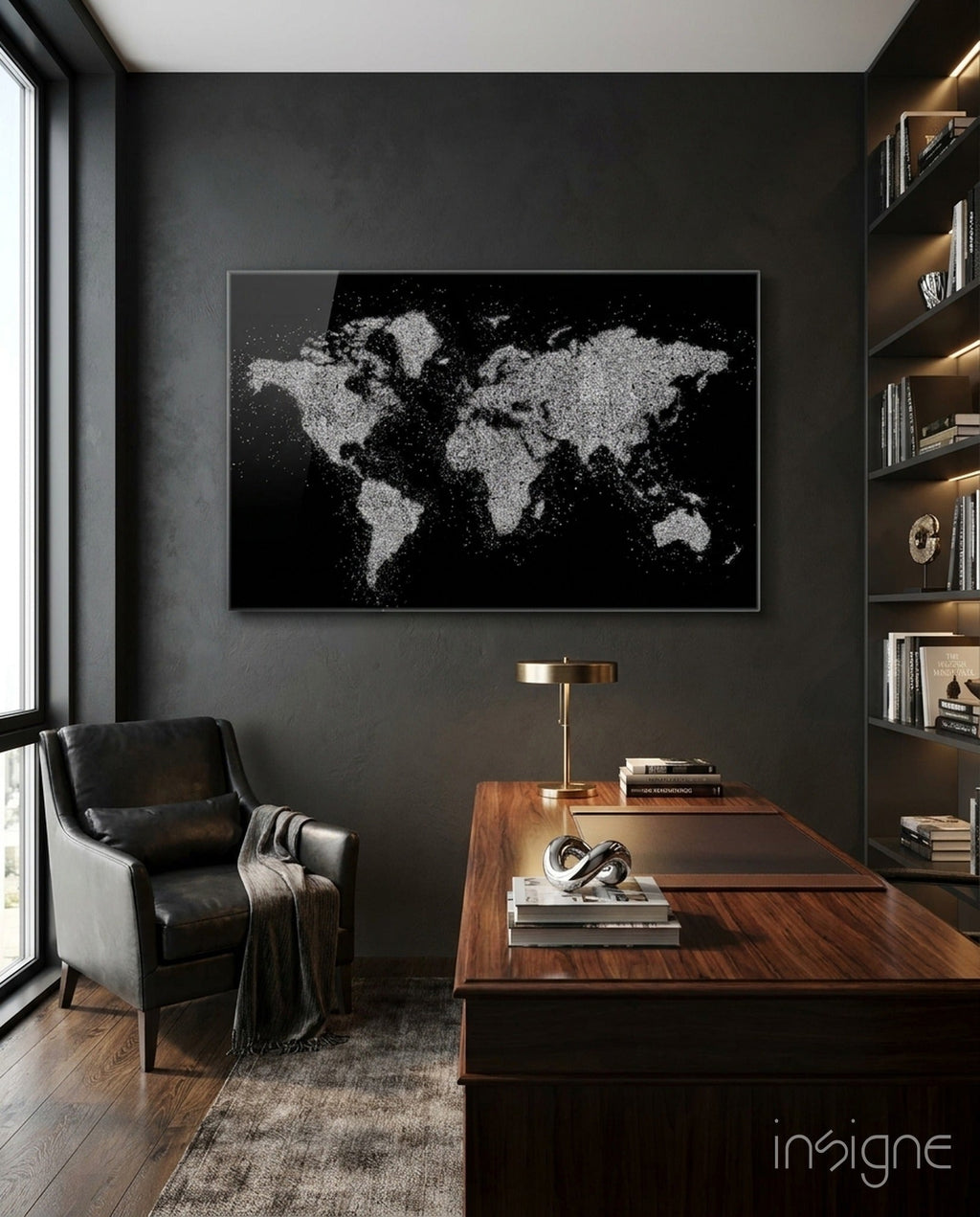 World Map Glass Art