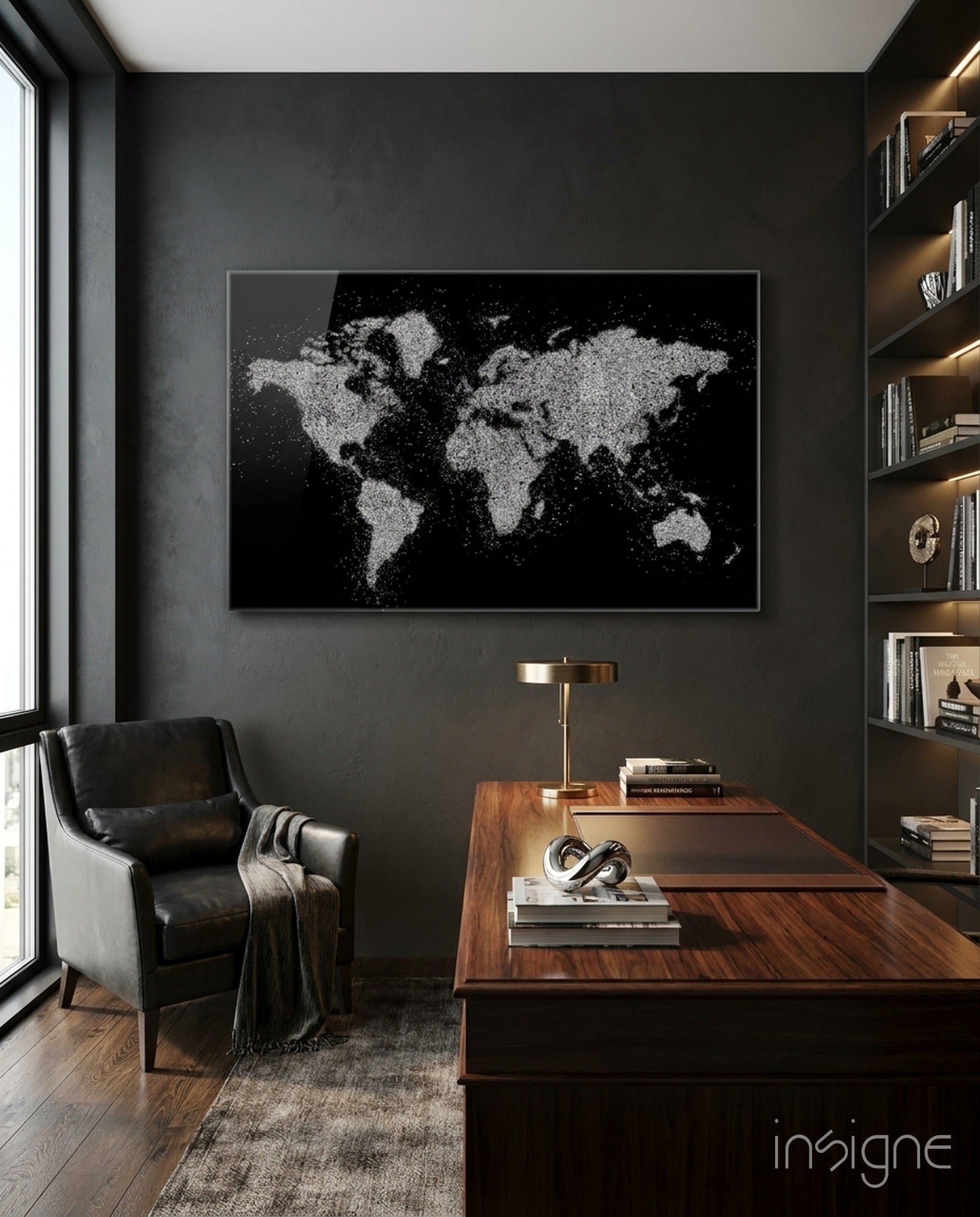 World Map Glass Art