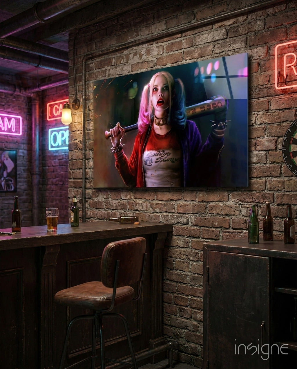 Harley Quinn Glass Art