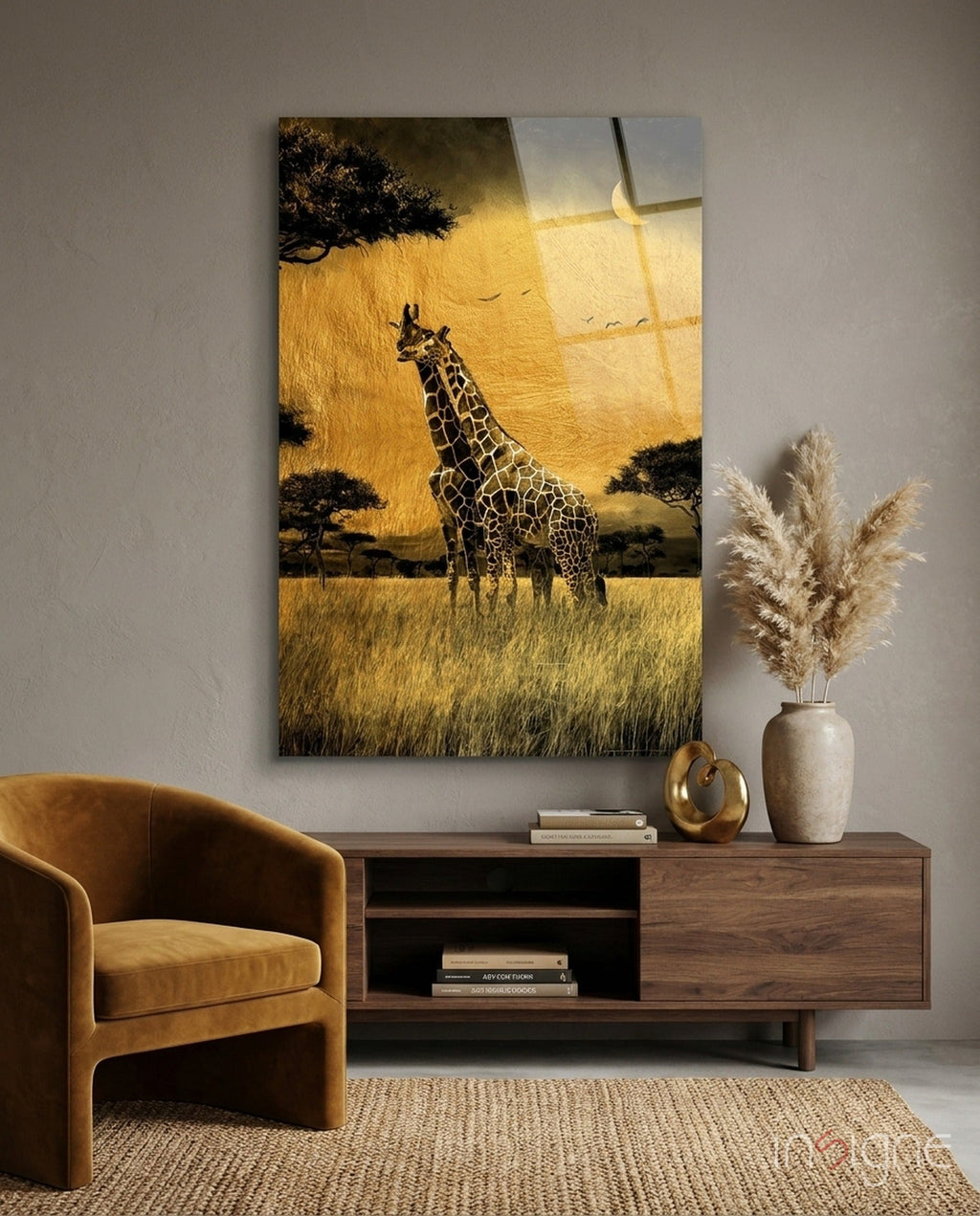 Giraffes Glass Wall Art