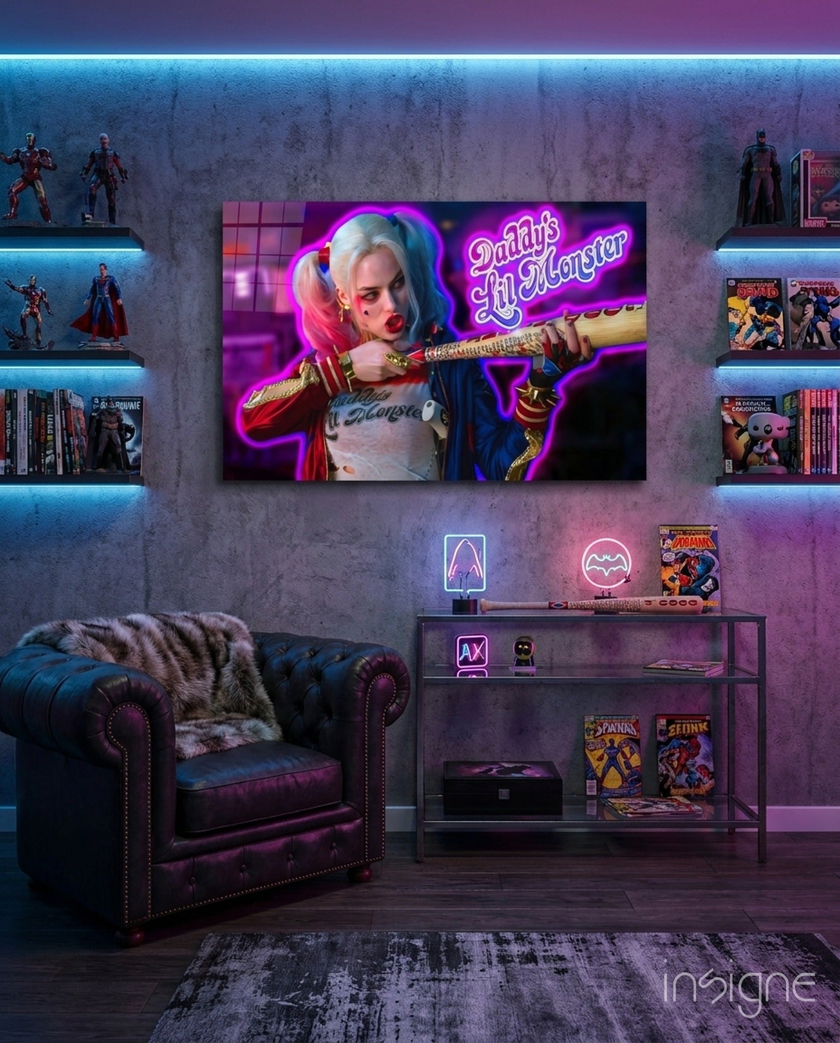 Harley Quinn Glass Wall Art