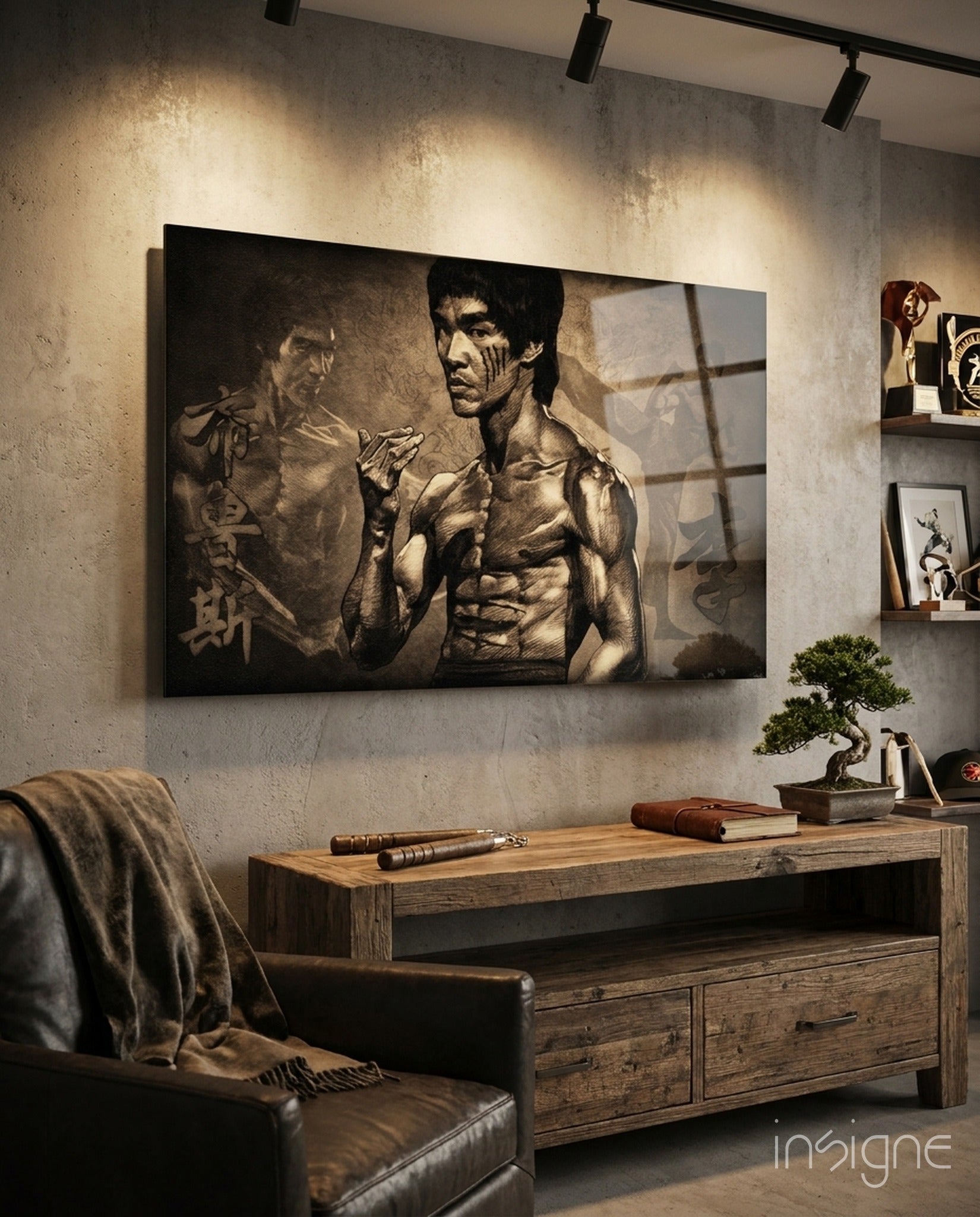 Bruce Lee Glass Wall Art