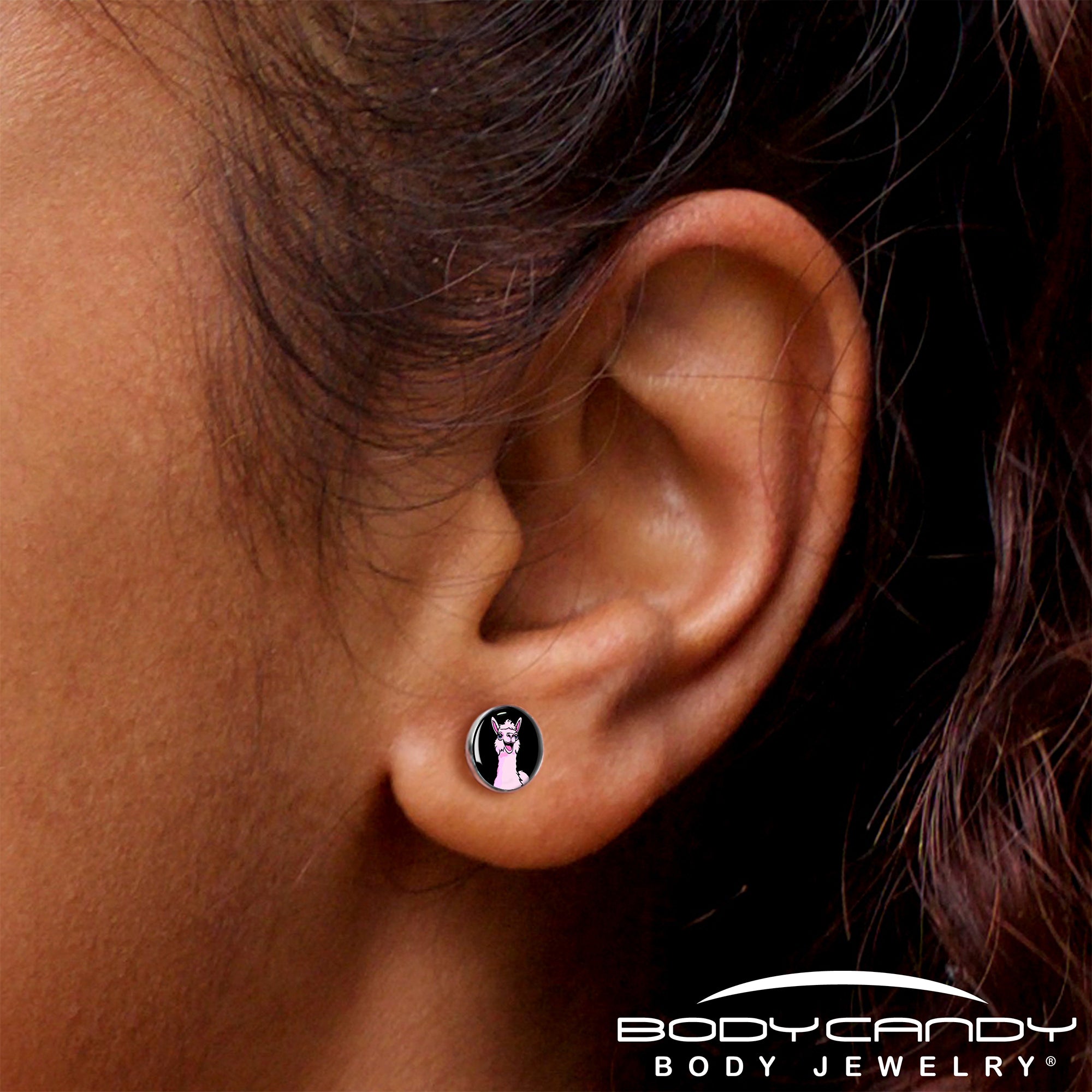 Pink Happy Llama Stud Earrings by Onyx O