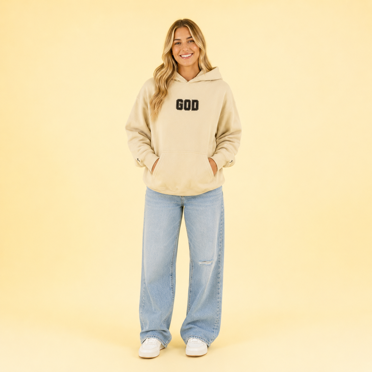 Embroidered GOD Cross Hoodie