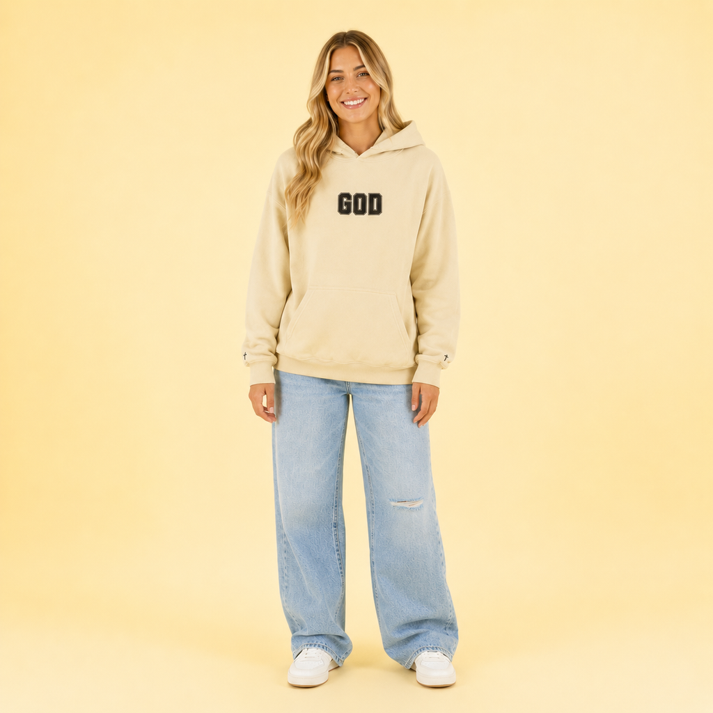 Embroidered GOD Cross Hoodie