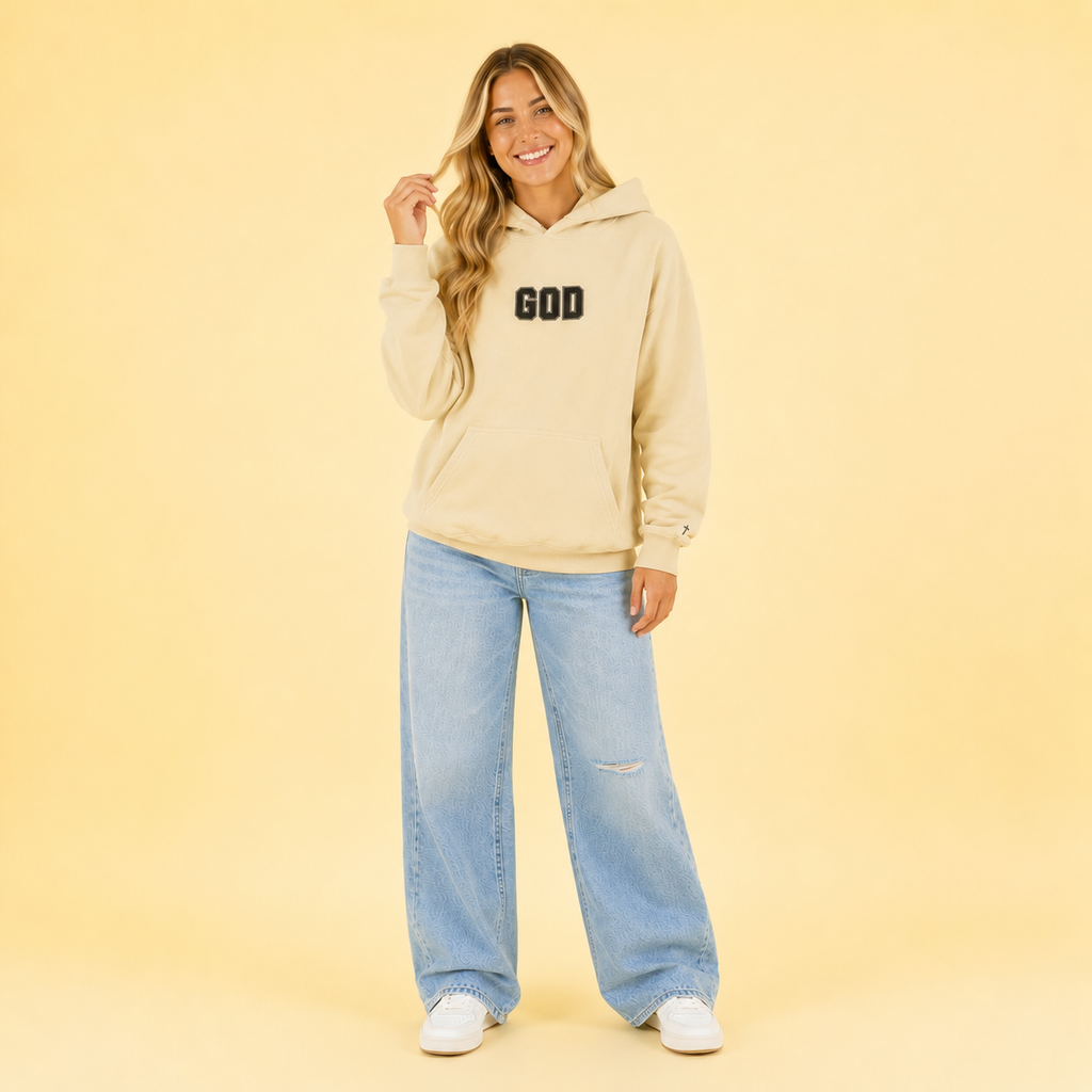 Embroidered GOD Cross Hoodie