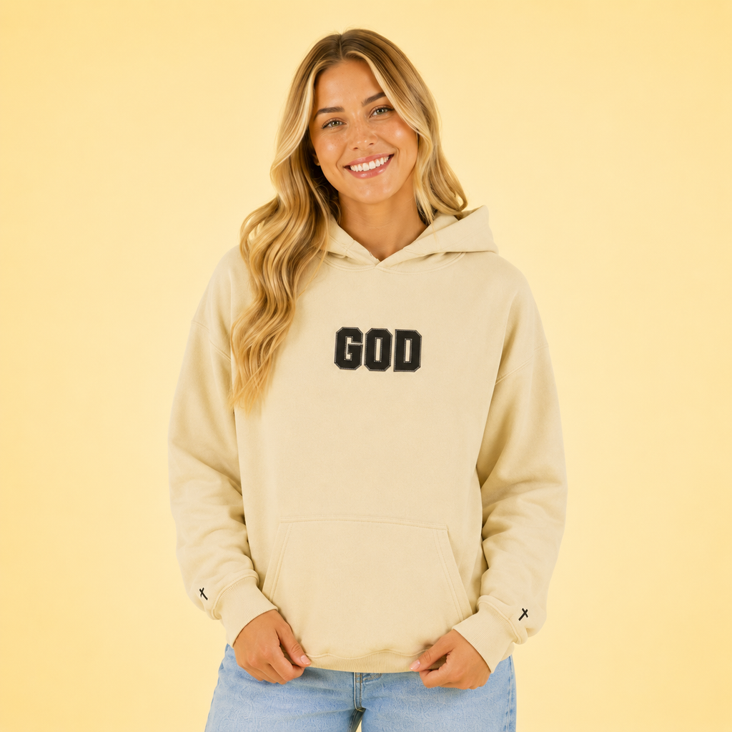 Embroidered GOD Cross Hoodie