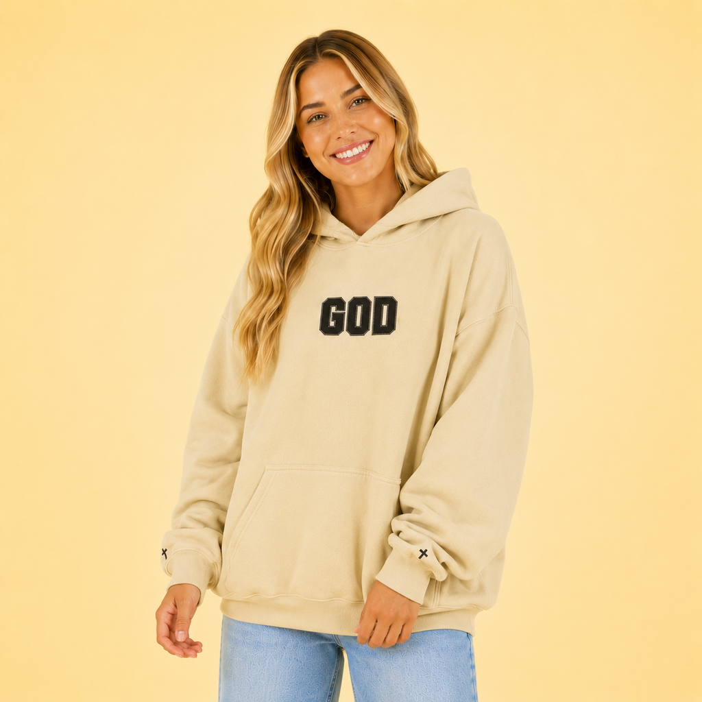 Embroidered GOD Cross Hoodie
