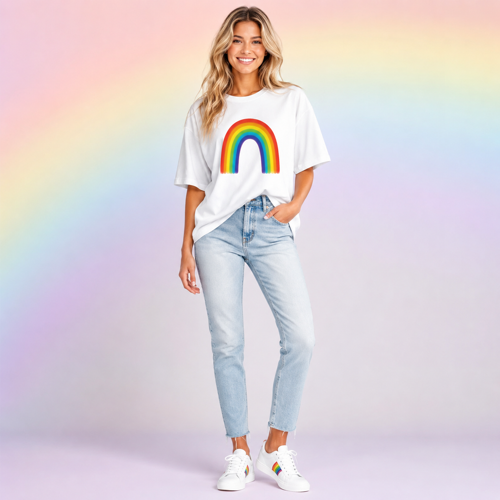 Classic Watercolor Rainbow Premium Crewneck T-shirt