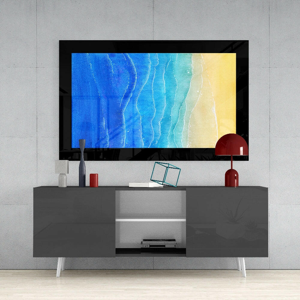 Sun Sea Beach Glass Wall Art