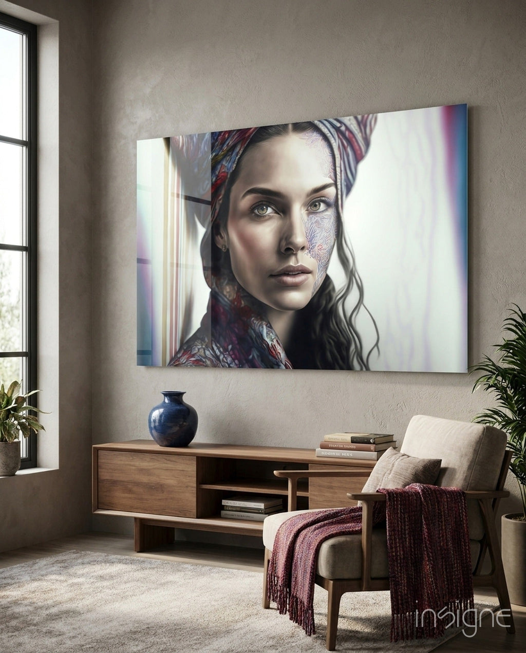 Girl with a Tattoo Glass Wall Art  || Designer Collection
