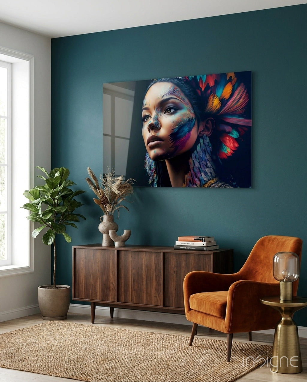 Girl with a Tattoo Glass Wall Art  || Designer Collection