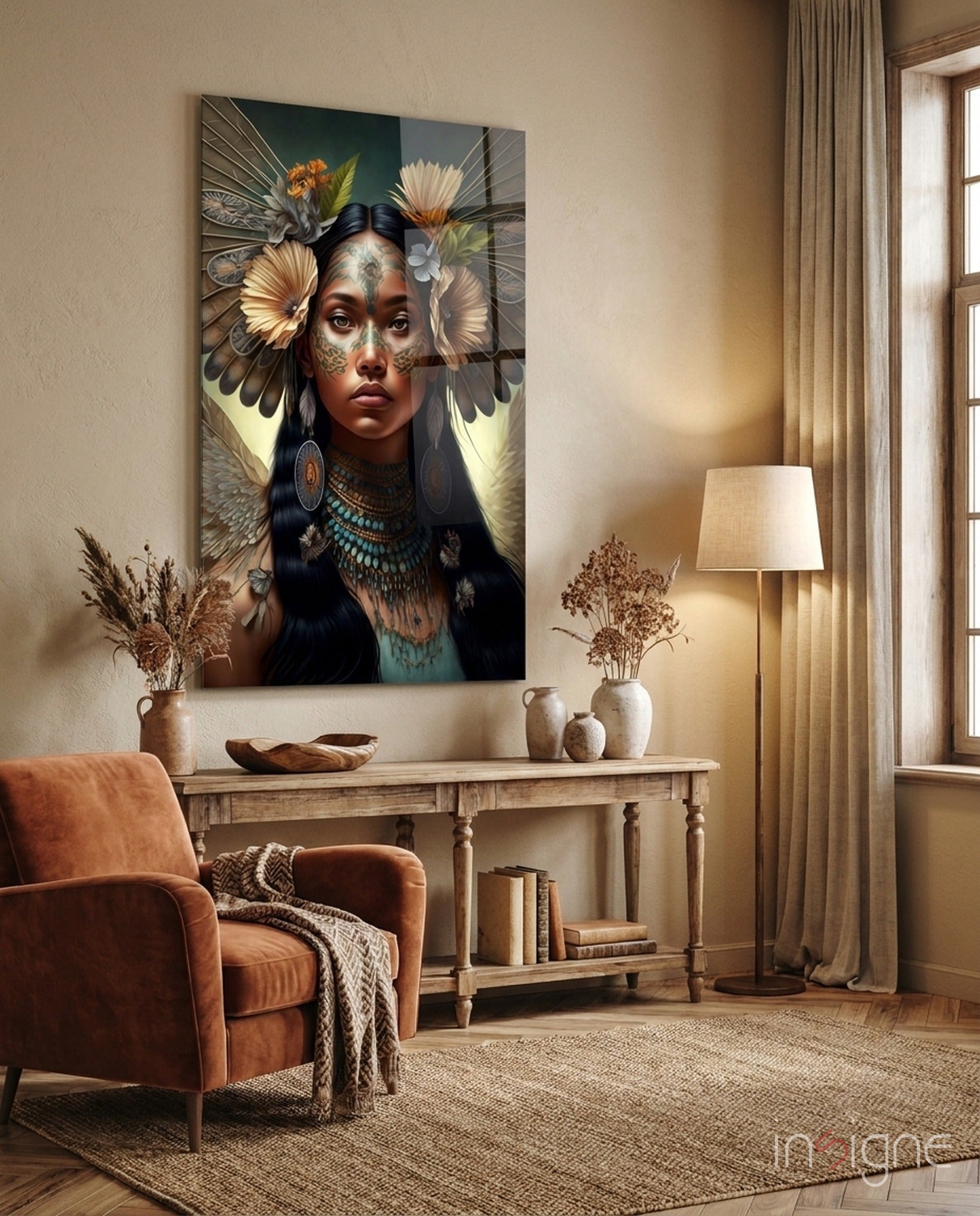 Princess of Flowers Glass Wall Art  || Designer Collection