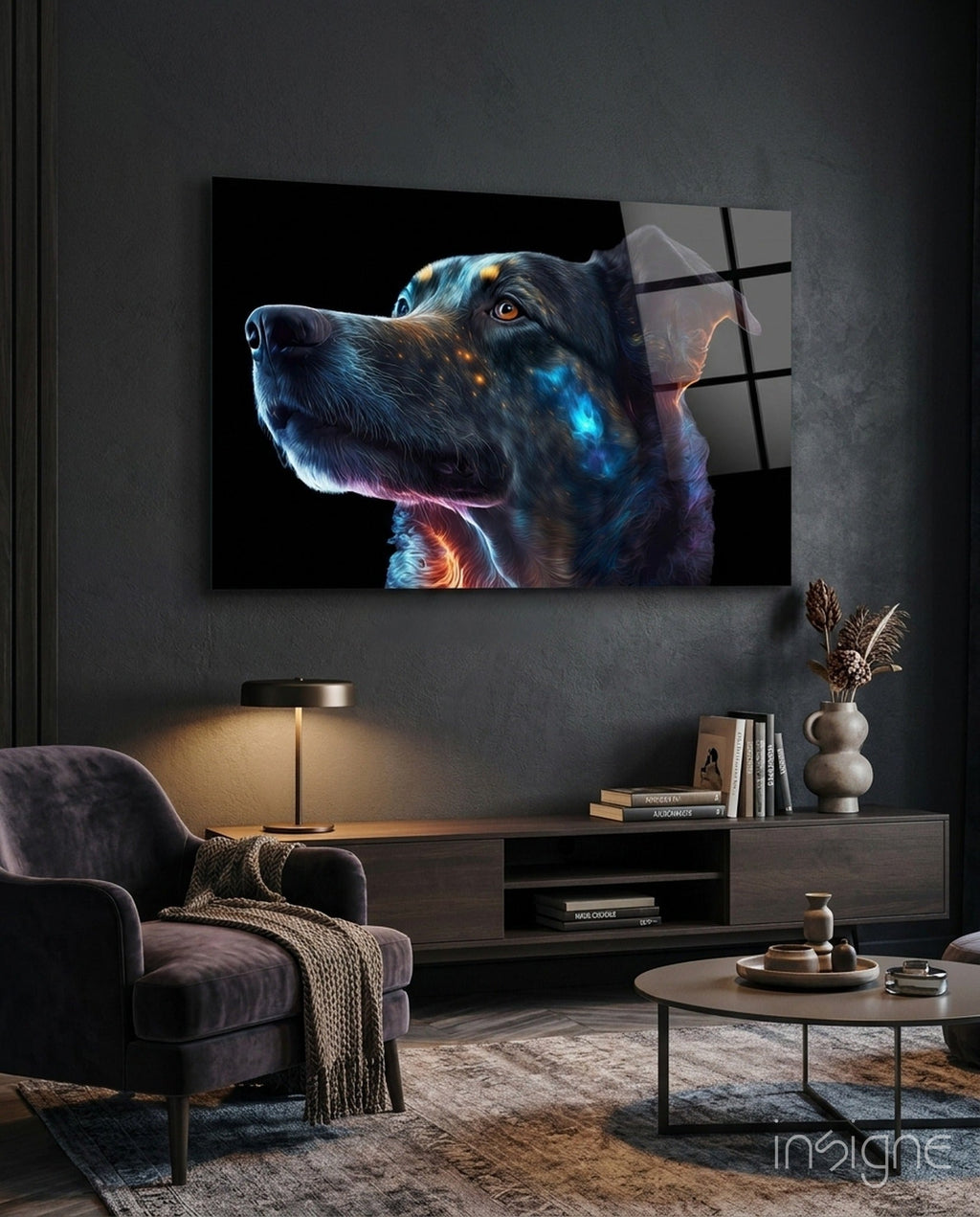 Space Dog Glass Wall Art  || Designer Collection